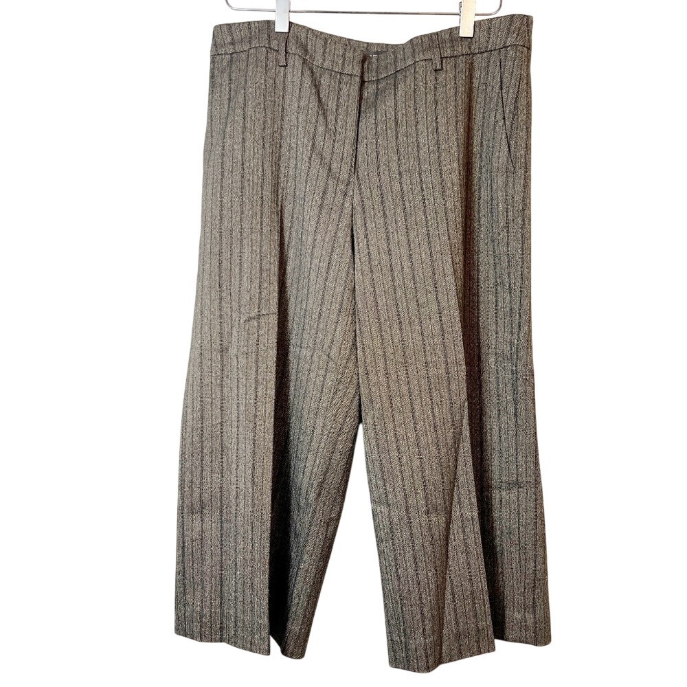 Saks Fifth Ave Black Label Striped Gray Pant Wool Blend Wide Leg Gaucho Women 10